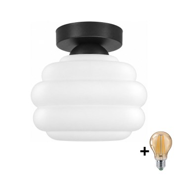 BRILAGI - LED стельовий світильник RETRO GLASS 1xE27/60W/230V Ø 20 см чорний/білий