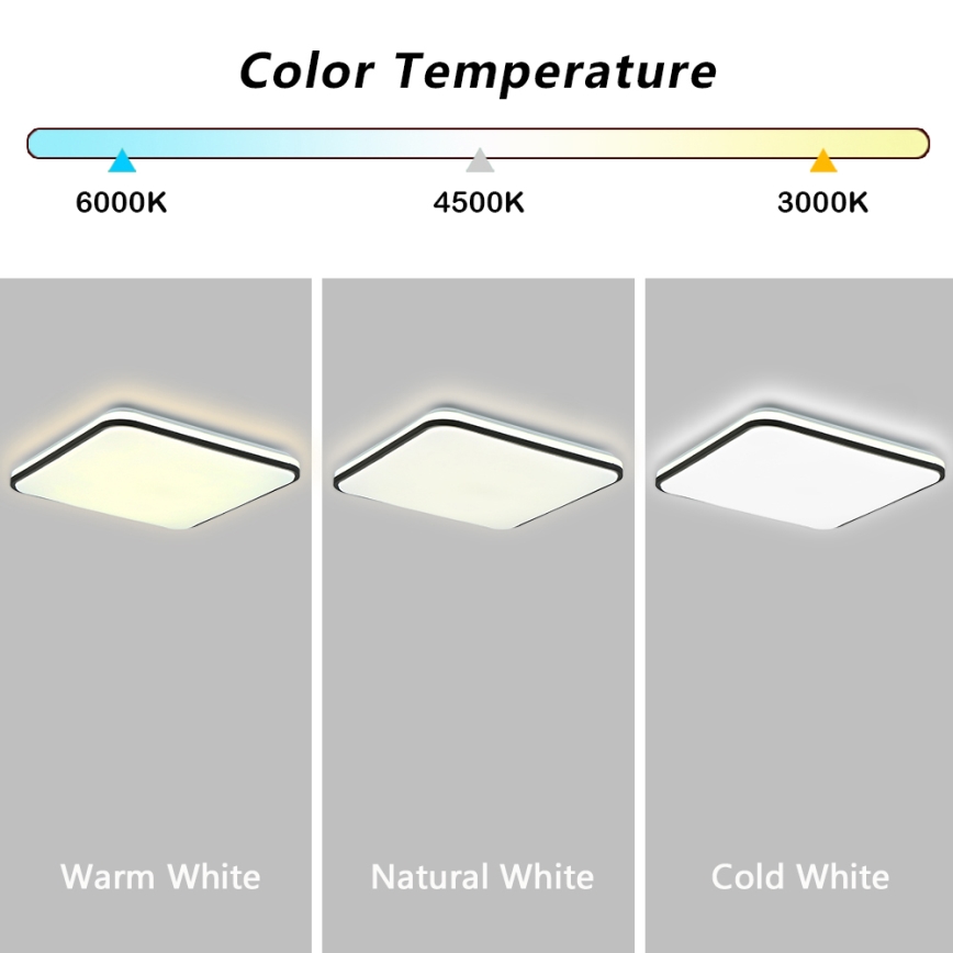 Брілагі - димований стельовий світильник SMART LED/36 Вт/230 В 53x53 см 3000-6000 К Wi-Fi Tuya Beacon + пульт дистанційного керування
