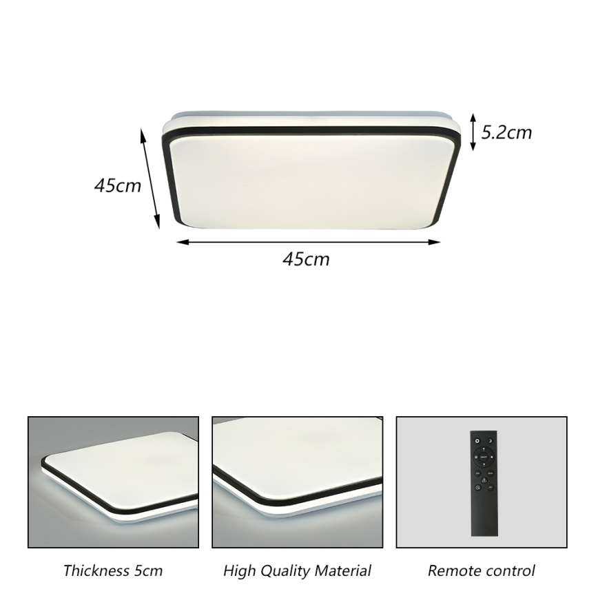 Брілагі - димований стельовий світильник SMART LED/36 Вт/230 В 53x53 см 3000-6000 К Wi-Fi Tuya Beacon + пульт дистанційного керування