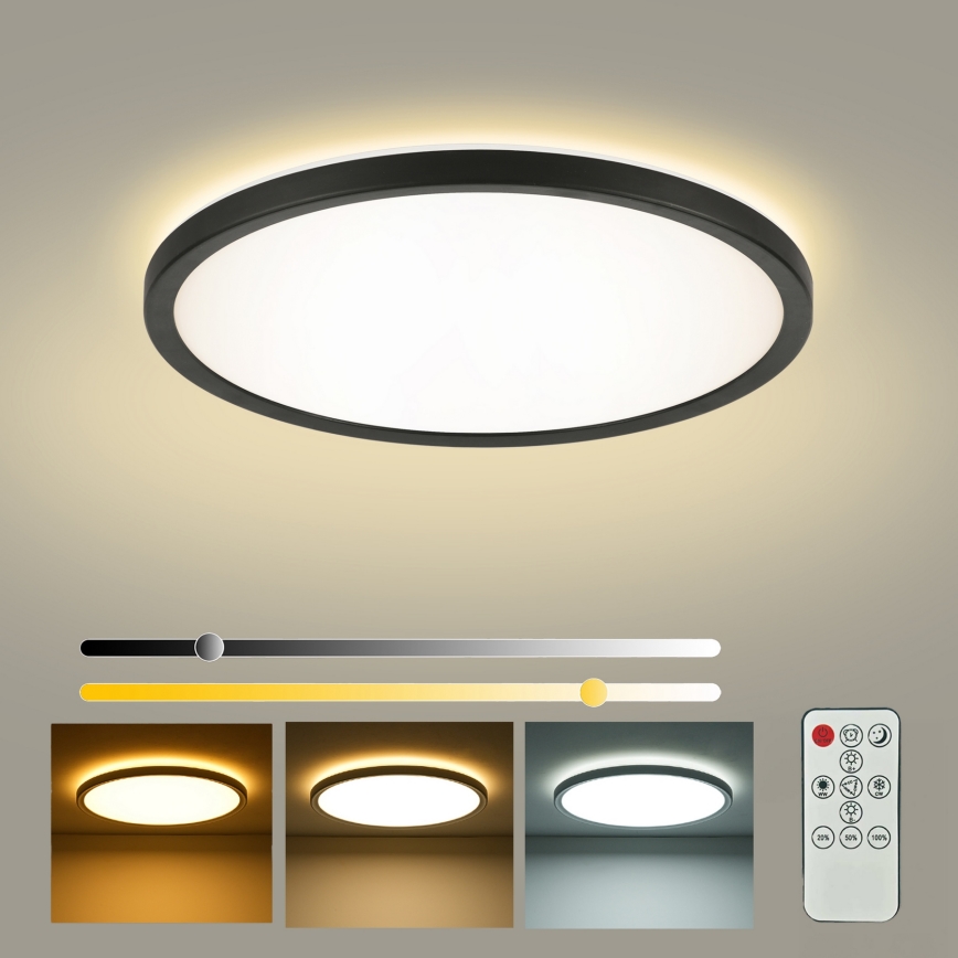 Brilagi - LED стельовий світильник ULTRA SLIM з регулюванням яскравості LED/24W/230V 2700-6500K Ø 42 см чорний + пульт дистанційного керування
