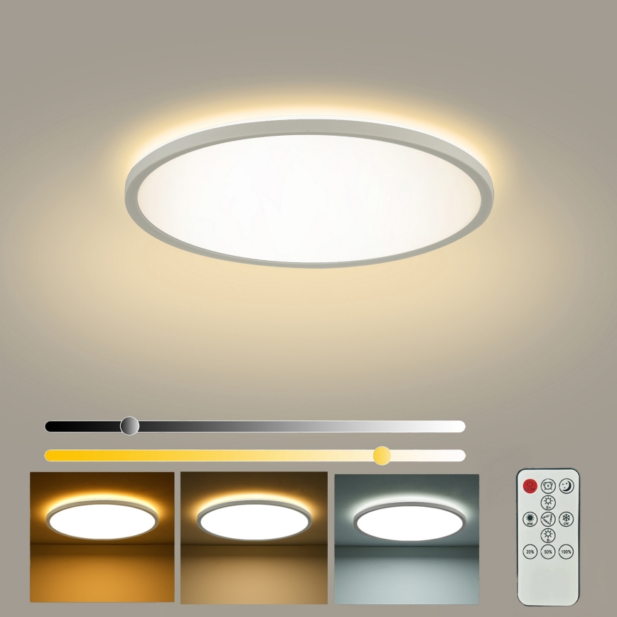 Brilagi - LED-стельовий світильник ULTRA SLIM з регульованою яскравістю LED/18W/230V 2700-6500K діаметр 30 cm білий + пульт дистанційного керування