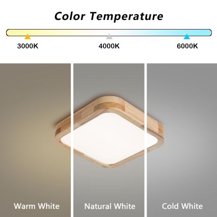 BRILAGI - LED стельовий світильник WOODLINE SQUARE LED/32W/230V 3000/4000/6000K дуб 30x30 см