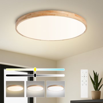 BRILAGI - LED стельовий світильник WOODLINE з регулюванням яскравості LED/100W/230V 3000-6000K дуб діам. 80 см + дистанційне керування