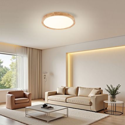Brilagi - LED-стельовий світильник WOODROUND LED/30W/230V 3000/4000/6000K діаметр 40 см дерев'яний CRI 90