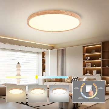 Brilagi - LED стельовий світильник WOODROUND LED/40W/230V 3000/4000/6000K діаметр 60 см дерев'яний CRI 90