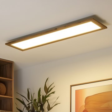 Brilagi - LED Стельовий світильник з регульованою яскравістю SLIMFRAME WOOD LED/58W/230V 124x33,7 cm 3000-6000K коричневий + пульт дистанційного керування