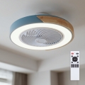 Brilagi - LED стельовий світильник з вентилятором та регулюванням яскравості LED/38W/230V 3000-6500K діаметр 50 см синій/дуб + пульт дистанційного керування