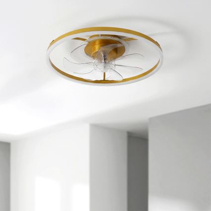 Brilagi - LED затемнюваний стельовий вентилятор LED/66W/230V, 55 см, білий/золотий + пульт дистанційного керування
