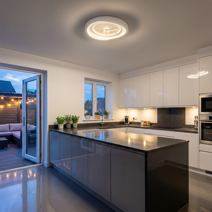 Brilagi - LED стельовий вентилятор з регулюванням яскравості LED/80W/230V, діаметр 50 см, білий + пульт дистанційного керування