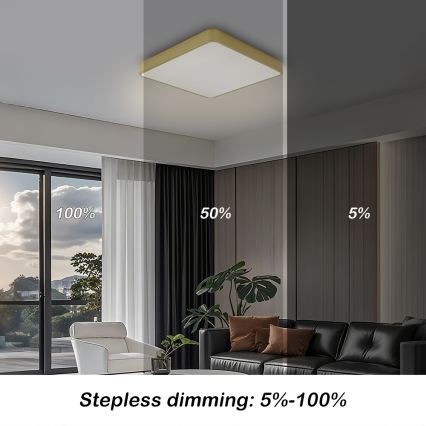 Brilagi - стельовий світильник POOL LED/36W/230V 3000-6000K 40x40 cm, золотий, з регулюванням яскравості + пульт дистанційного керування