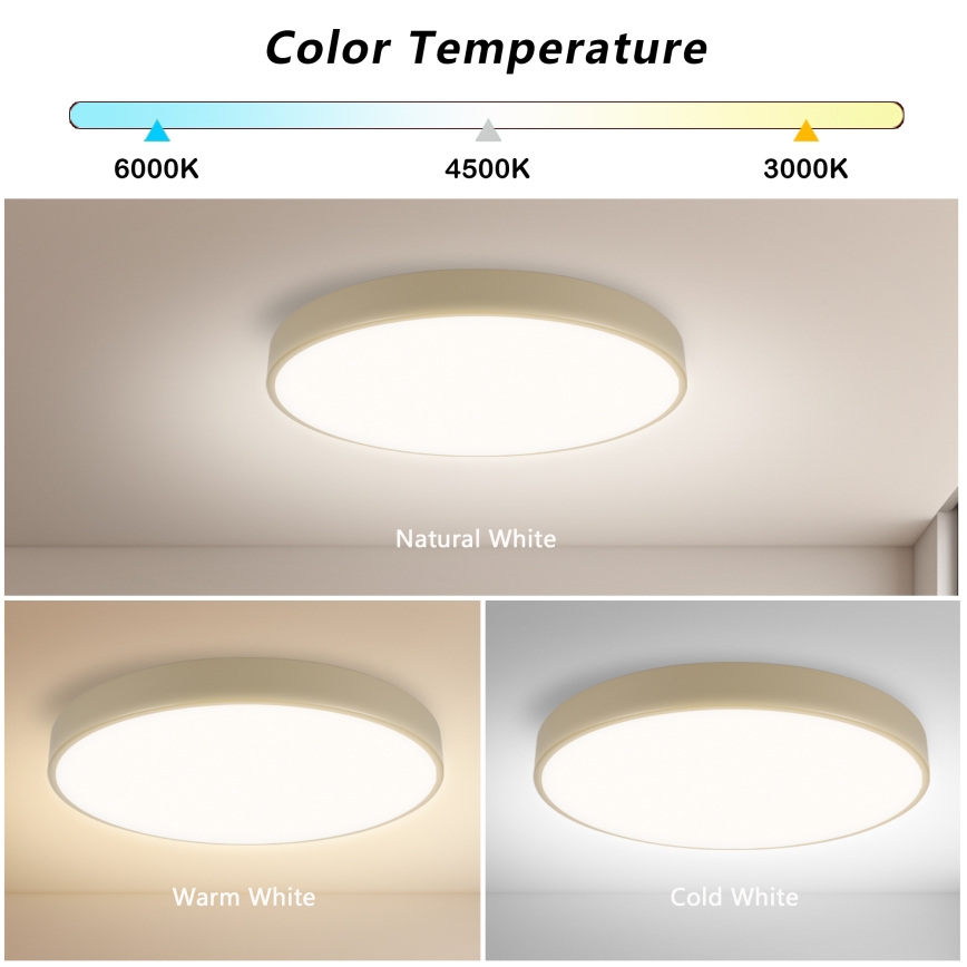Brilagi - Регулируемое потолочное светильник POOL LED/48W/230V 3000-6000K пр. 40 см бежевый + пульт дистанционного управления