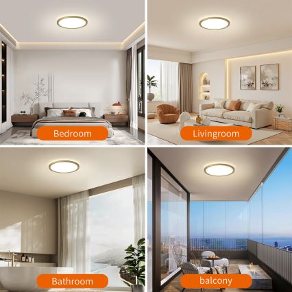 Brilagi - LED потолочный светильник для ванной ULTRA SLIM LED/12 Вт/230 В, Ø 22,5 см, золотой, IP54