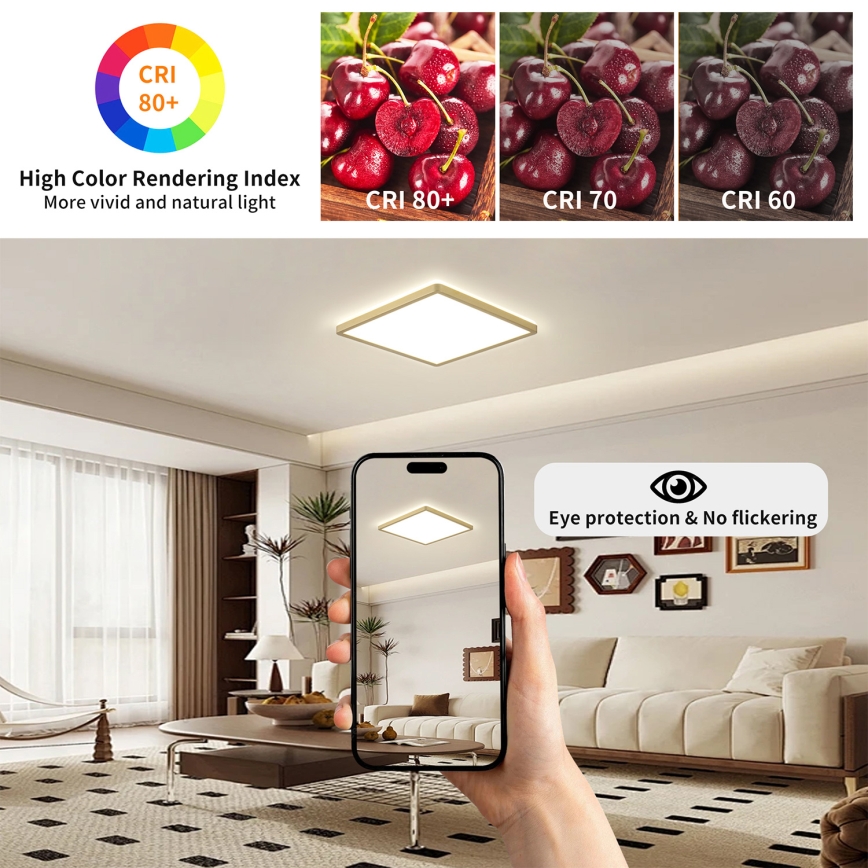 Brilagi - LED светильник для ванной ULTRA SLIM LED/24W/230V 42x42 cm золотой IP54