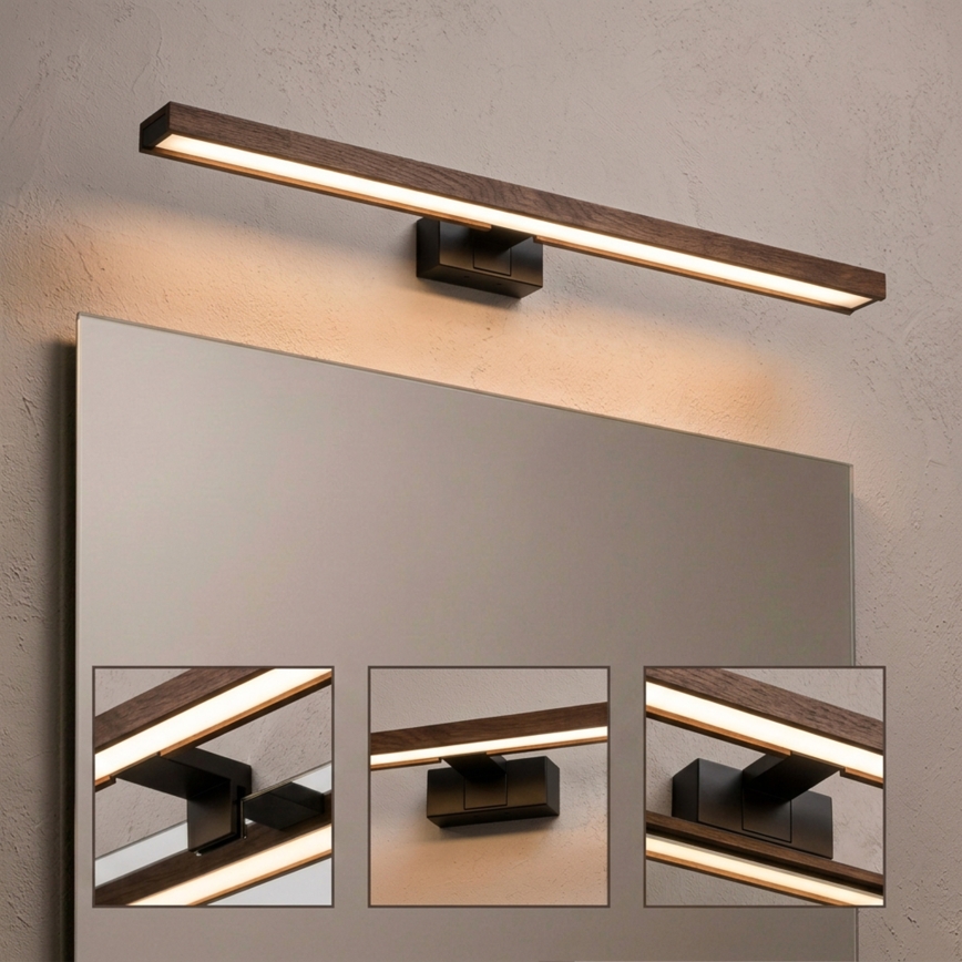 Brilagi - LED-подсветка для зеркала в ванной 3 в 1 WOODY MIRROR LED/15 Вт/230 В 80 см IP44 черный/ореховый дуб