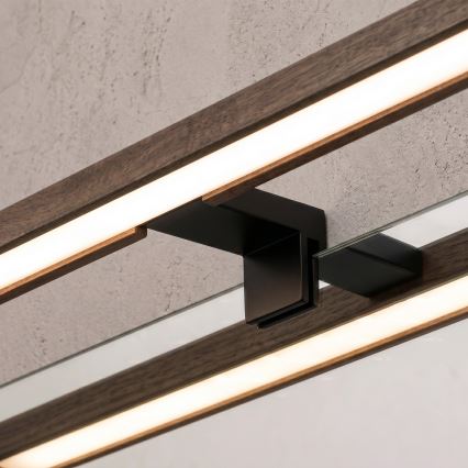 Brilagi - LED-подсветка для зеркала в ванной 3 в 1 WOODY MIRROR LED/15 Вт/230 В 80 см IP44 черный/ореховый дуб