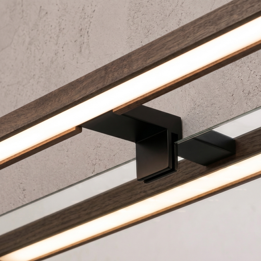 Brilagi - LED-подсветка для зеркала в ванной 3 в 1 WOODY MIRROR LED/15 Вт/230 В 80 см IP44 черный/ореховый дуб