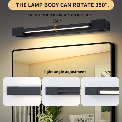Brilagi - LED-подсветка зеркала для ванной AQUA LINE LED/12W/230V 45 см IP44 чёрный CRI 90