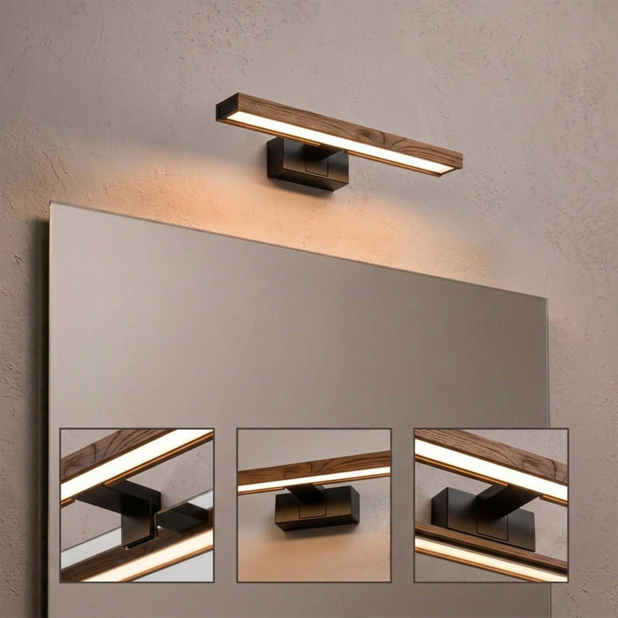 Brilagi - LED-подсветка зеркала для ванной комнаты 3 в 1 WOODY MIRROR LED/8Вт/230В 40 см IP44 черный/дуб