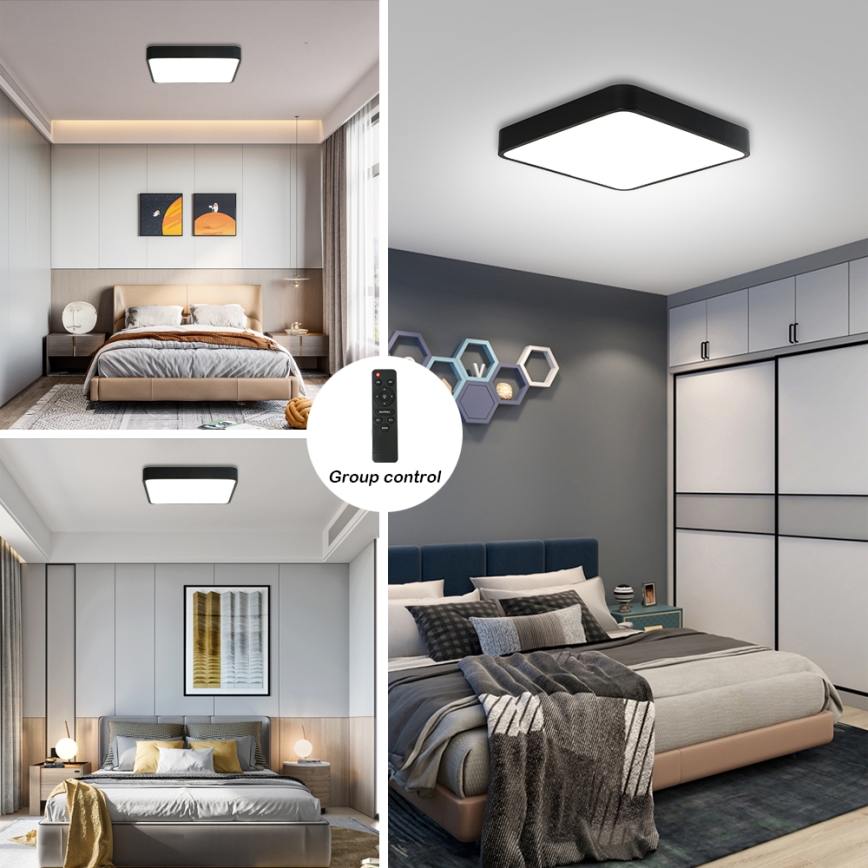 Brilagi - Светодиодный регулируемый потолочный светильник POOL SQUARE LED/36W/230V 3000-6000K 40x40 см черный + пульт дистанционного управления