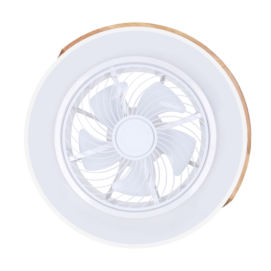 Brilagi - Светодиодный регулируемый потолочный светильник с вентилятором LED/30W/230V 3000-6500K белый/дуб + пульт дистанционного управления