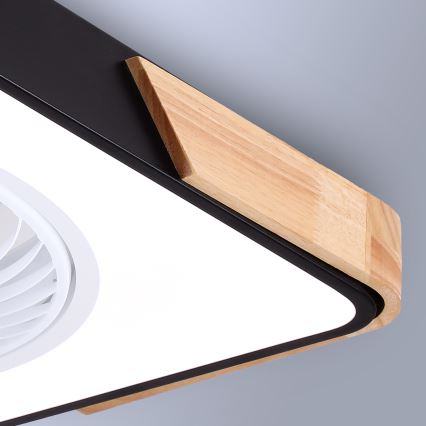 Brilagi - Светодиодный регулируемый потолочный светильник с вентилятором LED/30Вт/230В 3000-6500К черный/дуб + пульт дистанционного управления