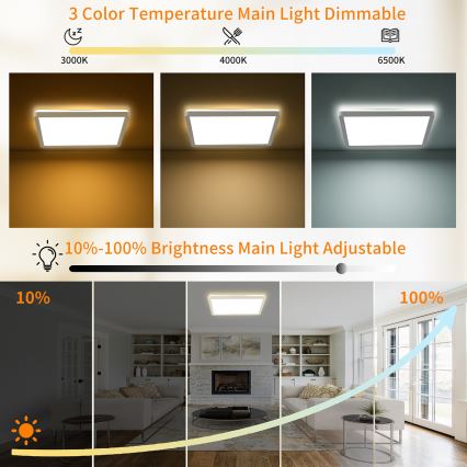 Brilagi - Светодиодный потолочный светильник с диммером ULTRA SLIM LED/18W/230V 2700-6500K 30x30 см белый + дистанционное управление