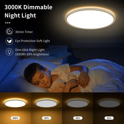 Brilagi - Светодиодный потолочный светильник с диммером ULTRA SLIM LED/24W/230V 2700-6500K диаметр 42 см белый + пульт дистанционного управления