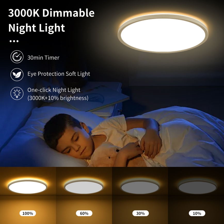 Brilagi - Светодиодный потолочный светильник с диммером ULTRA SLIM LED/24W/230V 2700-6500K диаметр 42 см белый + пульт дистанционного управления