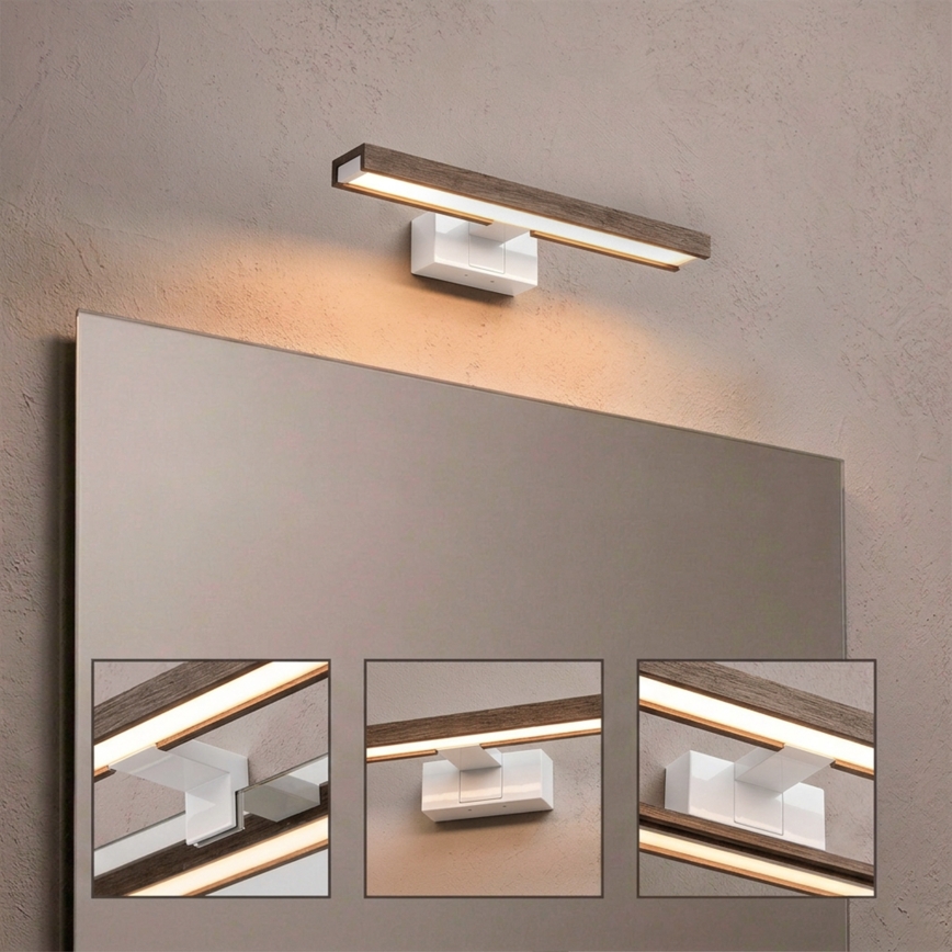 Brilagi - LED-підсвітка дзеркала для ванної кімнати 3 в 1 WOODY MIRROR LED/8W/230V 40 cm IP44 білий/дуб