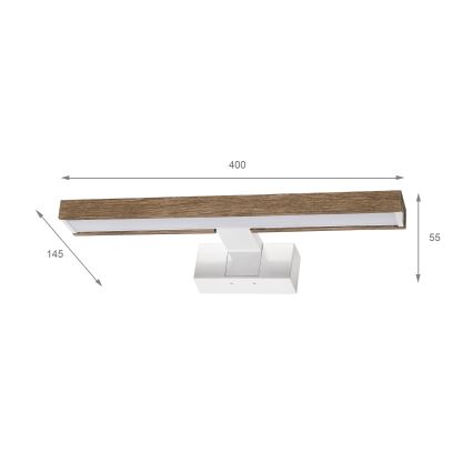 Brilagi - LED-підсвітка дзеркала для ванної кімнати 3 в 1 WOODY MIRROR LED/8W/230V 40 cm IP44 білий/дуб