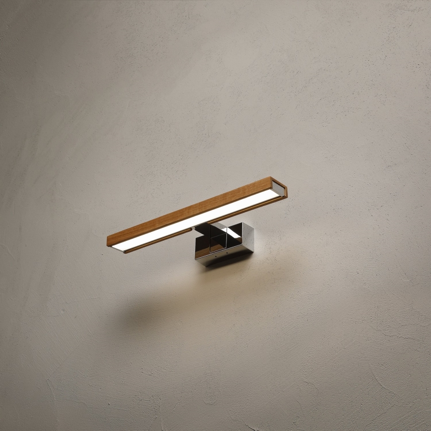 Brilagi - LED-освітлення для дзеркала ванної WOODY MIRROR 3в1 LED/8W/230V 40 см IP44 глянцевий хром/дуб