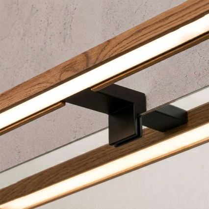 Brilagi - LED підсвітка дзеркала для ванної WOODY MIRROR 3 в 1 LED/15W/230V 80 cm IP44 чорний/дуб-вишня