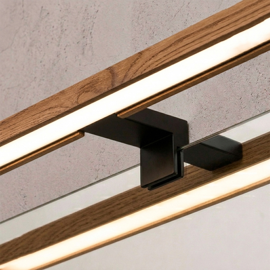 Brilagi - LED підсвітка дзеркала для ванної WOODY MIRROR 3 в 1 LED/15W/230V 80 cm IP44 чорний/дуб-вишня
