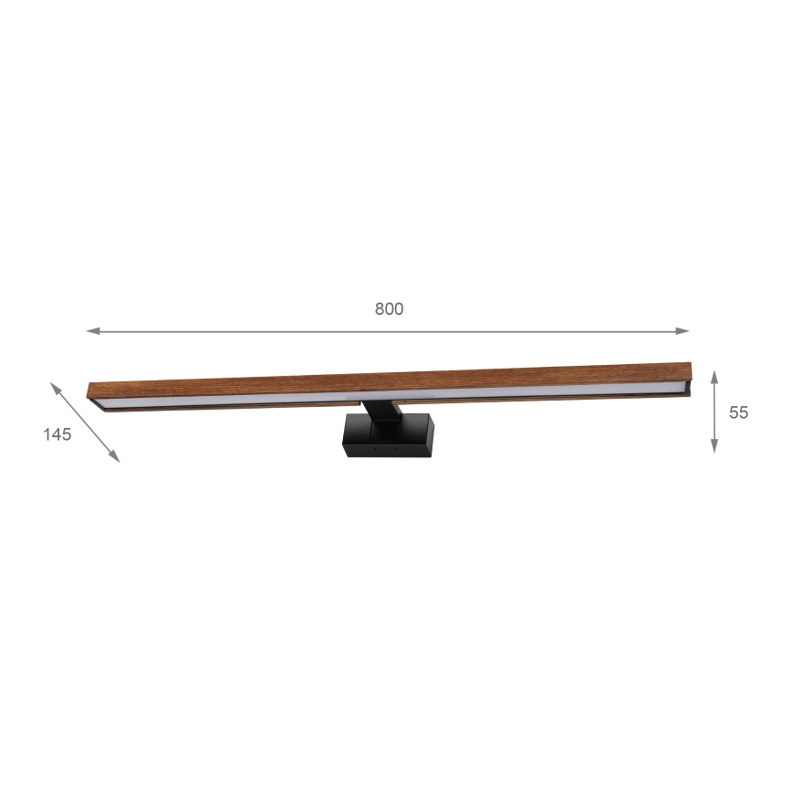 Brilagi - LED підсвітка дзеркала для ванної WOODY MIRROR 3 в 1 LED/15W/230V 80 cm IP44 чорний/дуб-вишня