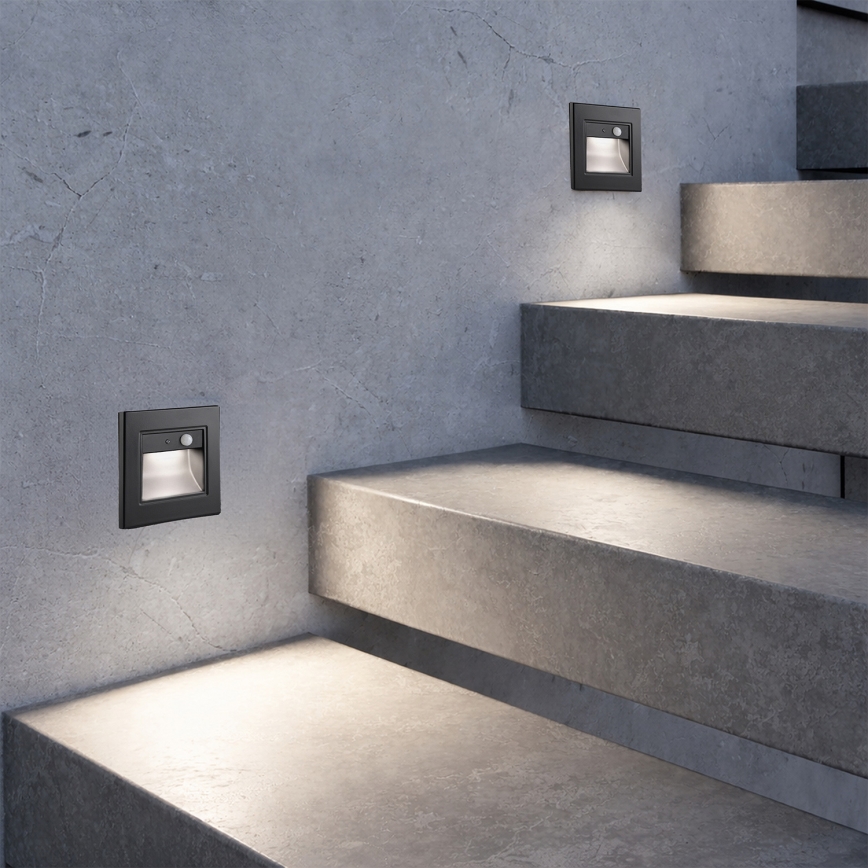 Brilagi - LED сходовий світильник з датчиком STEP LIGHT LED/1,5W/230V IP44 чорний