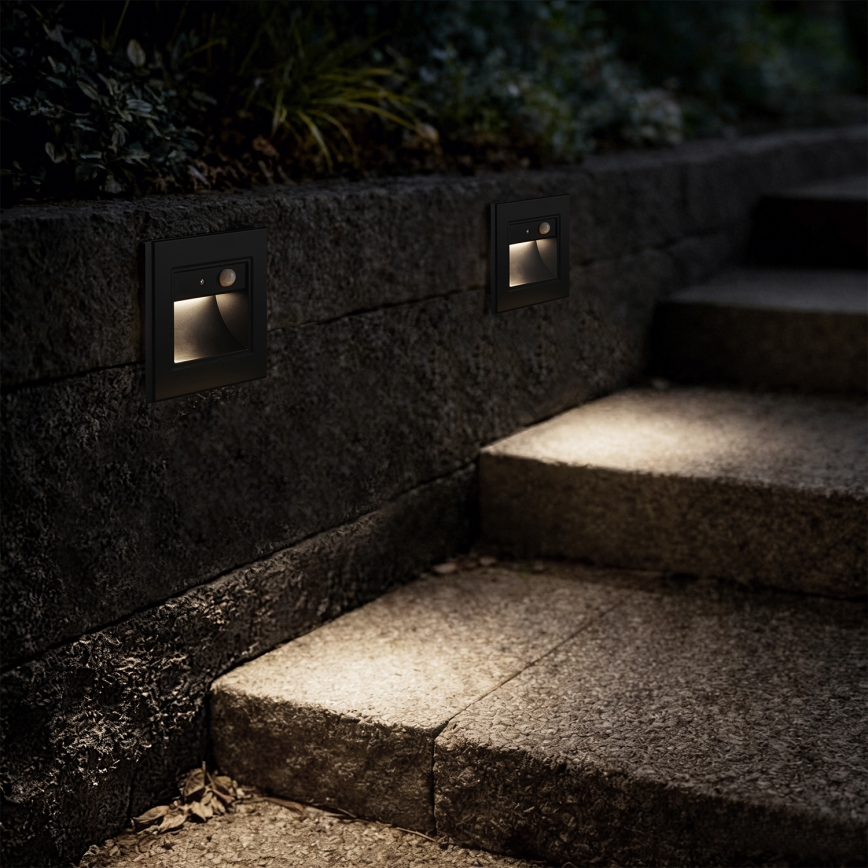 Brilagi - LED сходовий світильник з датчиком STEP LIGHT LED/1,5W/230V IP44 чорний