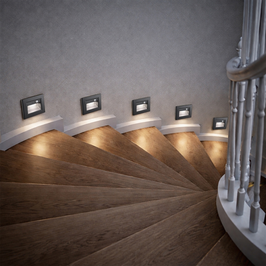 Brilagi - LED сходовий світильник з датчиком STEP LIGHT LED/1,5W/230V IP44 чорний