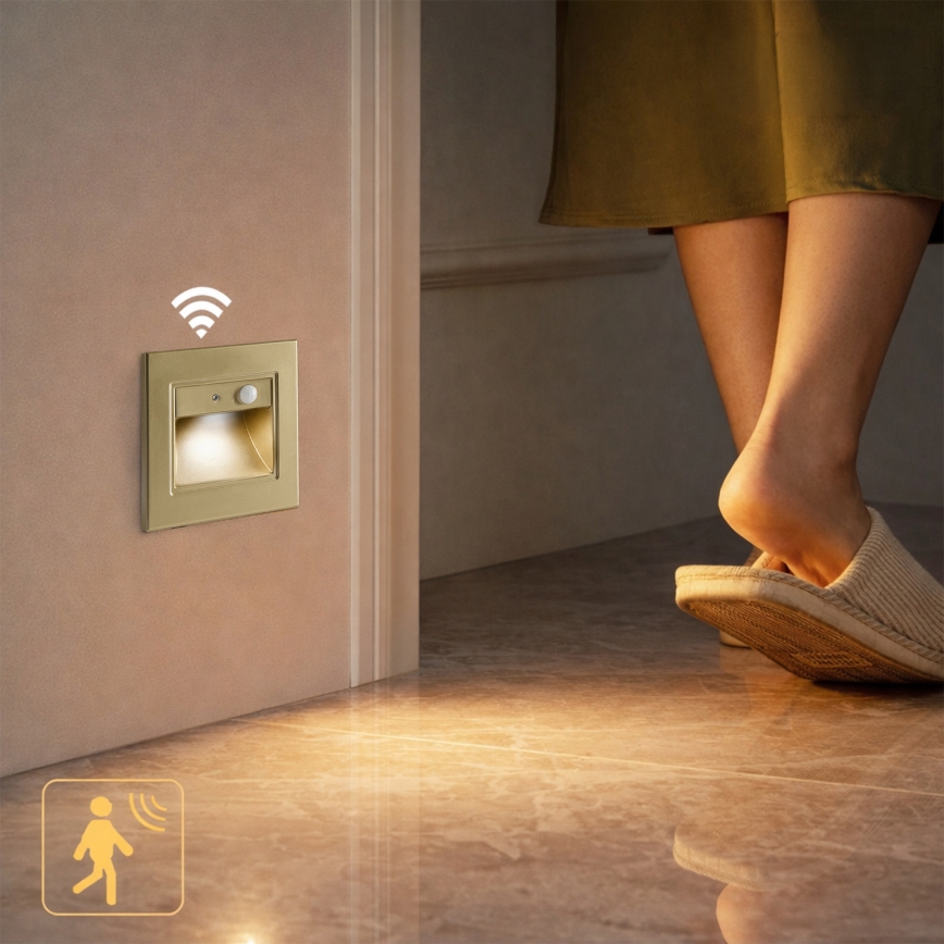 Brilagi - LED сходовий світильник зі сенсором STEP LIGHT LED/1,5W/230V IP44 золотий