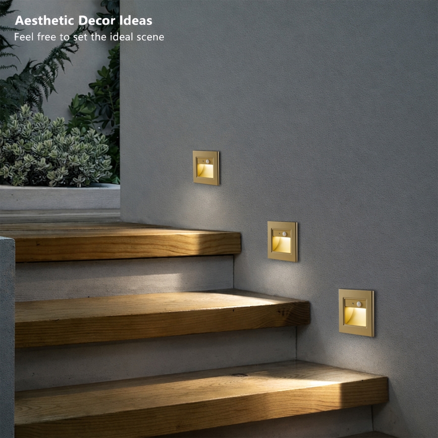Brilagi - LED сходовий світильник зі сенсором STEP LIGHT LED/1,5W/230V IP44 золотий