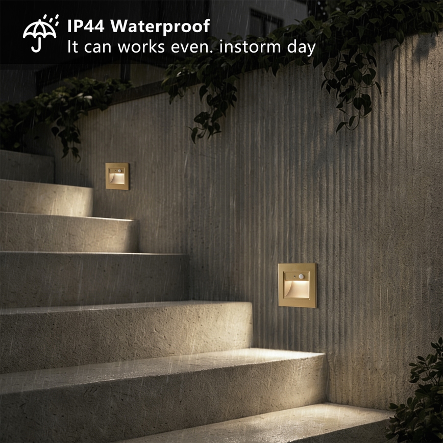 Brilagi - LED сходовий світильник зі сенсором STEP LIGHT LED/1,5W/230V IP44 золотий