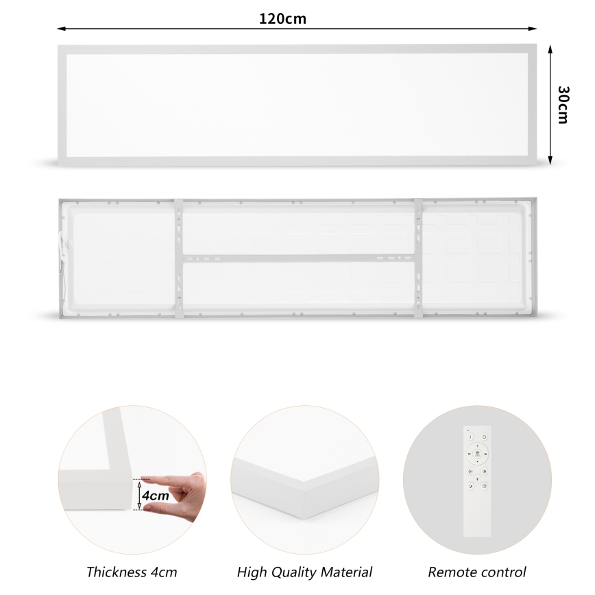 Brilagi - Стельовий LED світильник для ванної з регулюванням яскравості FRAME SMART LED/50W/230V 120x30 cm 3000-6000K IP44 срібло + пульт дистанційного керування