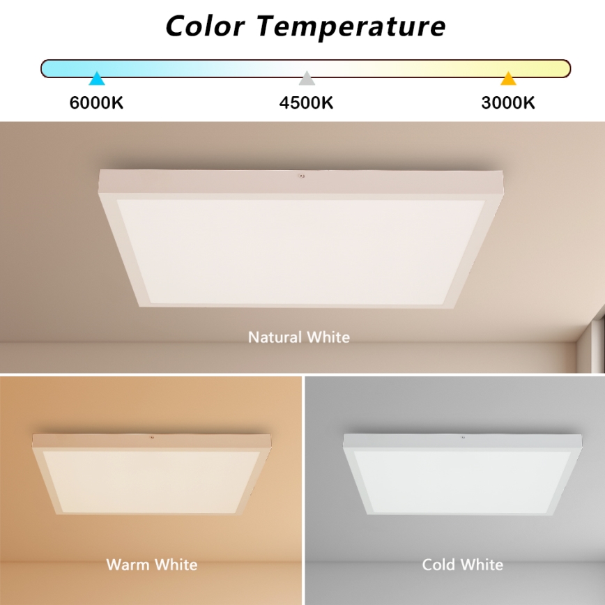 Brilagi - Стельовий LED світильник для ванної з регулюванням яскравості FRAME SMART LED/50W/230V 60x60 см 3000-6000K IP44 білий + пульт дистанційного керування