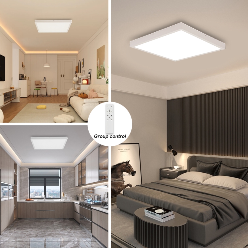 Brilagi - Стельовий LED світильник для ванної з регулюванням яскравості FRAME SMART LED/50W/230V 60x60 см 3000-6000K IP44 білий + пульт дистанційного керування