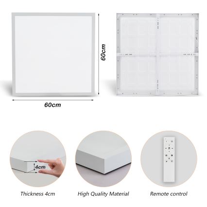 Brilagi - Стельовий LED світильник для ванної з регулюванням яскравості FRAME SMART LED/50W/230V 60x60 см 3000-6000K IP44 білий + пульт дистанційного керування