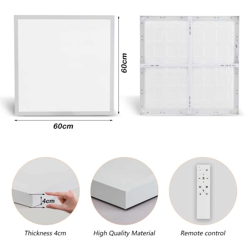 Brilagi - Стельовий LED світильник для ванної з регулюванням яскравості FRAME SMART LED/50W/230V 60x60 см 3000-6000K IP44 білий + пульт дистанційного керування