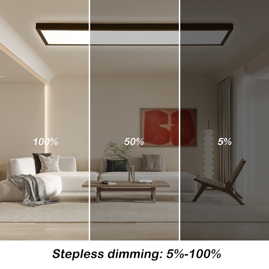 Brilagi - Стельовий LED світильник для ванної з регулюванням яскравості FRAME SMART LED/50W/230V 30x120 см 3000-6000K IP44 чорний + пульт дистанційного керування