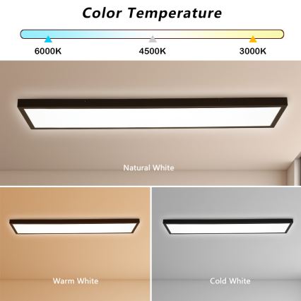 Brilagi - Стельовий LED світильник для ванної з регулюванням яскравості FRAME SMART LED/50W/230V 30x120 см 3000-6000K IP44 чорний + пульт дистанційного керування