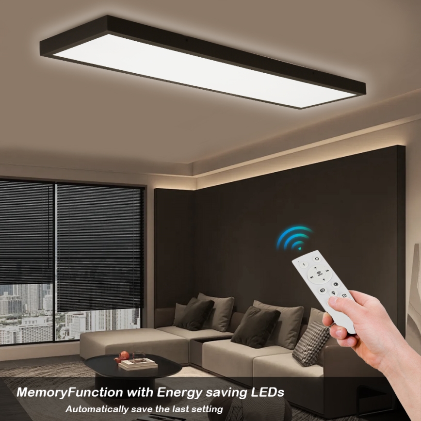 Brilagi - Стельовий LED світильник для ванної з регулюванням яскравості FRAME SMART LED/50W/230V 30x120 см 3000-6000K IP44 чорний + пульт дистанційного керування