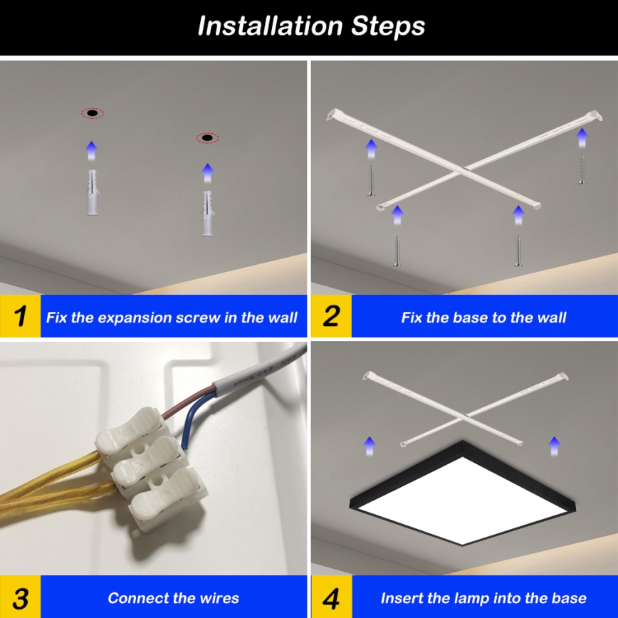 Brilagi - Стельовий LED світильник для ванної з регулюванням яскравості FRAME SMART LED/50W/230V 60x60 см 3000-6000K IP44 чорний + пульт дистанційного керування