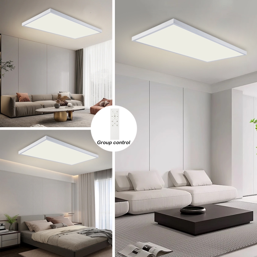 Brilagi - димований LED-стельовий світильник для ванної кімнати FRAME SMART LED/96W/230V 120x60 cm 3000-6000K IP44 білий + пульт дистанційного керування